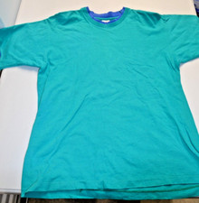 Vintage 90's Fruit Of The Loom Blank T-Shirt Size L Teal Made in USA Y2K