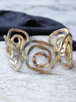 Beautiful VINTAGE Sterling Silver 925 GEOMETRIC WIDE Bangle