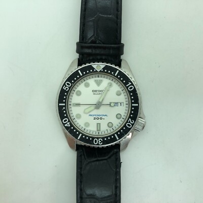 激レア　セイコーホワイトダイバー　6458-602B w2140] SEIKO 6458-602B Diver 200m Quartz White dial New battery