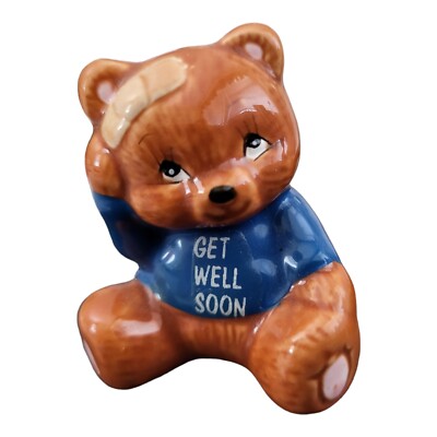 Vintage RUSS Get Well Soon Miniature Ceramic Bear Figurine