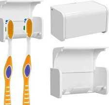 Toothbrush Holder Wall Mounted with Cover for Bathroom, 2 Slots Toothbrush