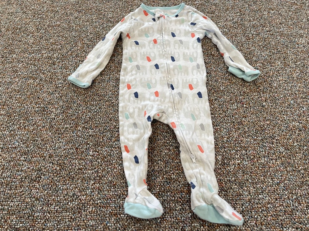 Cloud Island Boys 6-9M Elephant Zip-Up Footie Pajama Sleeper  