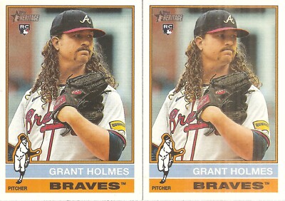 2 CARD 2025 TOPPS HERITAGE GRANT HOLMES ROOKIE BASEBALL CARD LOT #22
