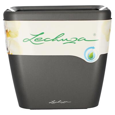Lechuza Quadro LS 28 anthrazit metallic, AIO Komplettset Pflanzgefäß Blumentop