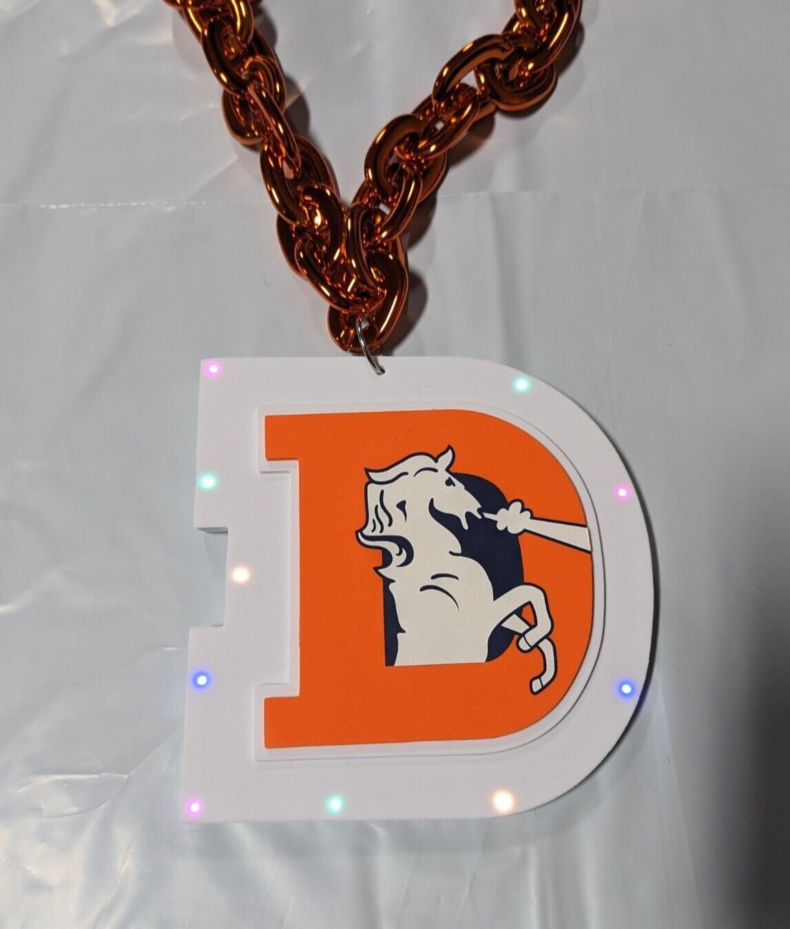 Denver Broncos Foam Fan Chain RETRO LIGHT UP Team LED Necklace Big Logo
