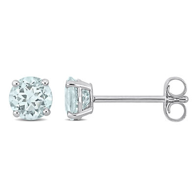 Amour Ohrstecker 14 Karat Weißgold Aquamarin