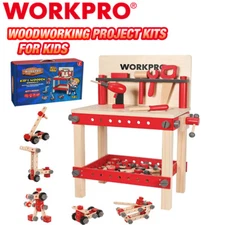 WORKPRO Wooden Workbench Kit Kids Tool Bench Building Toy Set Gift for Toddlers 