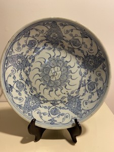 Chinese Antique Mid Qing Blue And White Porcelain Plate