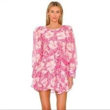 LoveShackFancy Teyana Floral Cotton-Silk Minidress Pink NWT
