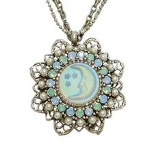 Sweet Romance Iridescent Crescent Moon and Stars Necklace ~Made in Los Angeles~