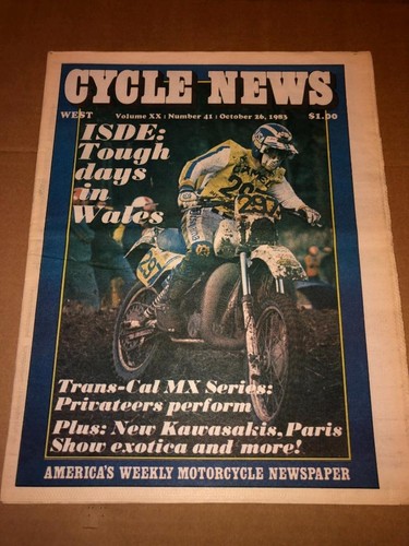 CYCLE NEWS WEST Newspaper Vol XX #41 Oct 1983 vtg mx ahrma motocross motorcycle