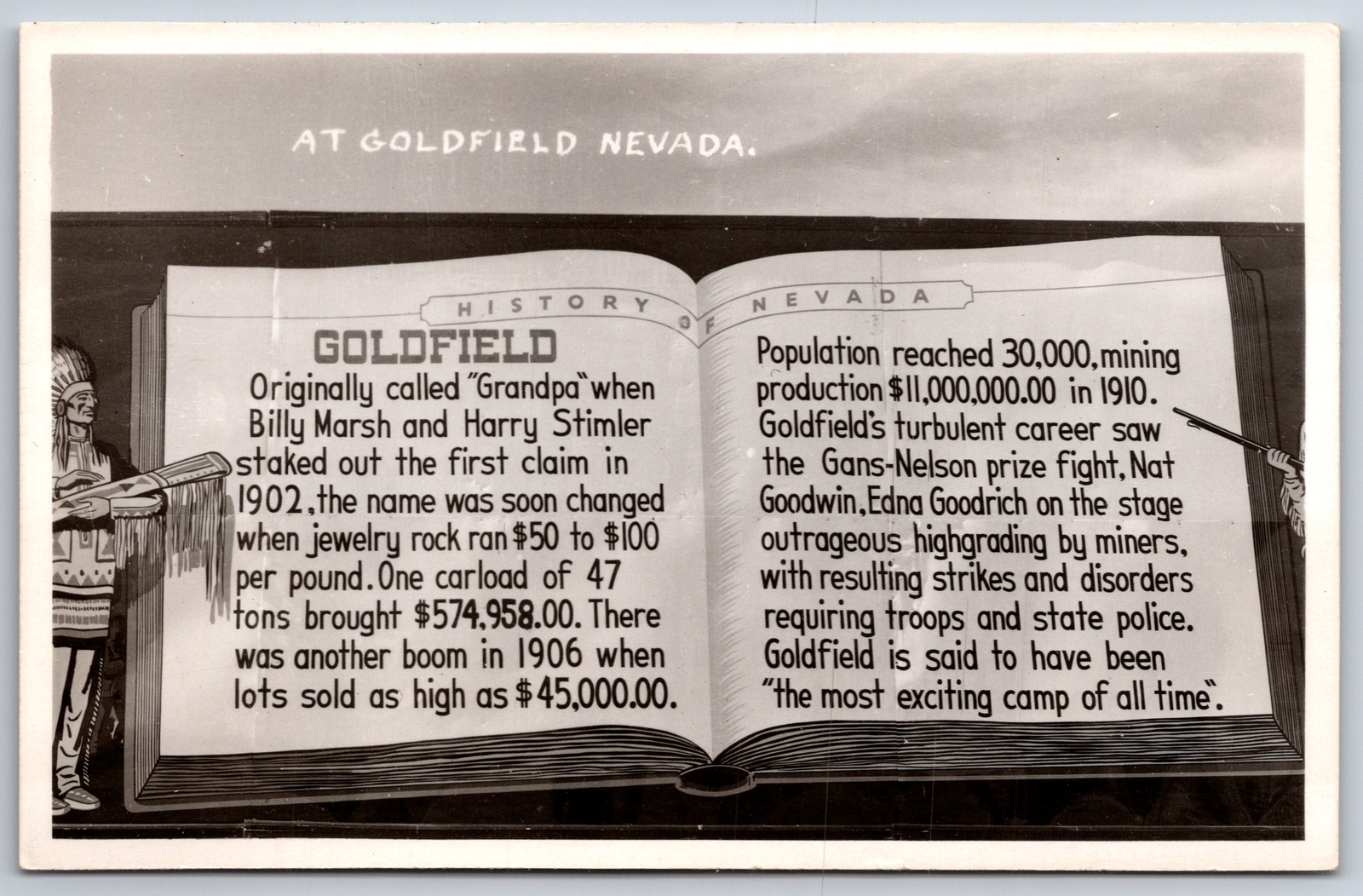 Goldfield NevadaHistory BookMiningIndianRoadside1940s RPPC