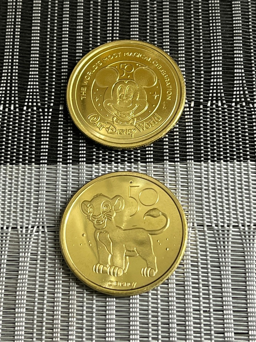 NEW! WALT DISNEY WORLD 50th ANNIVERSARY SIMBA LION KING GOLD MEDALLION COIN  | eBay