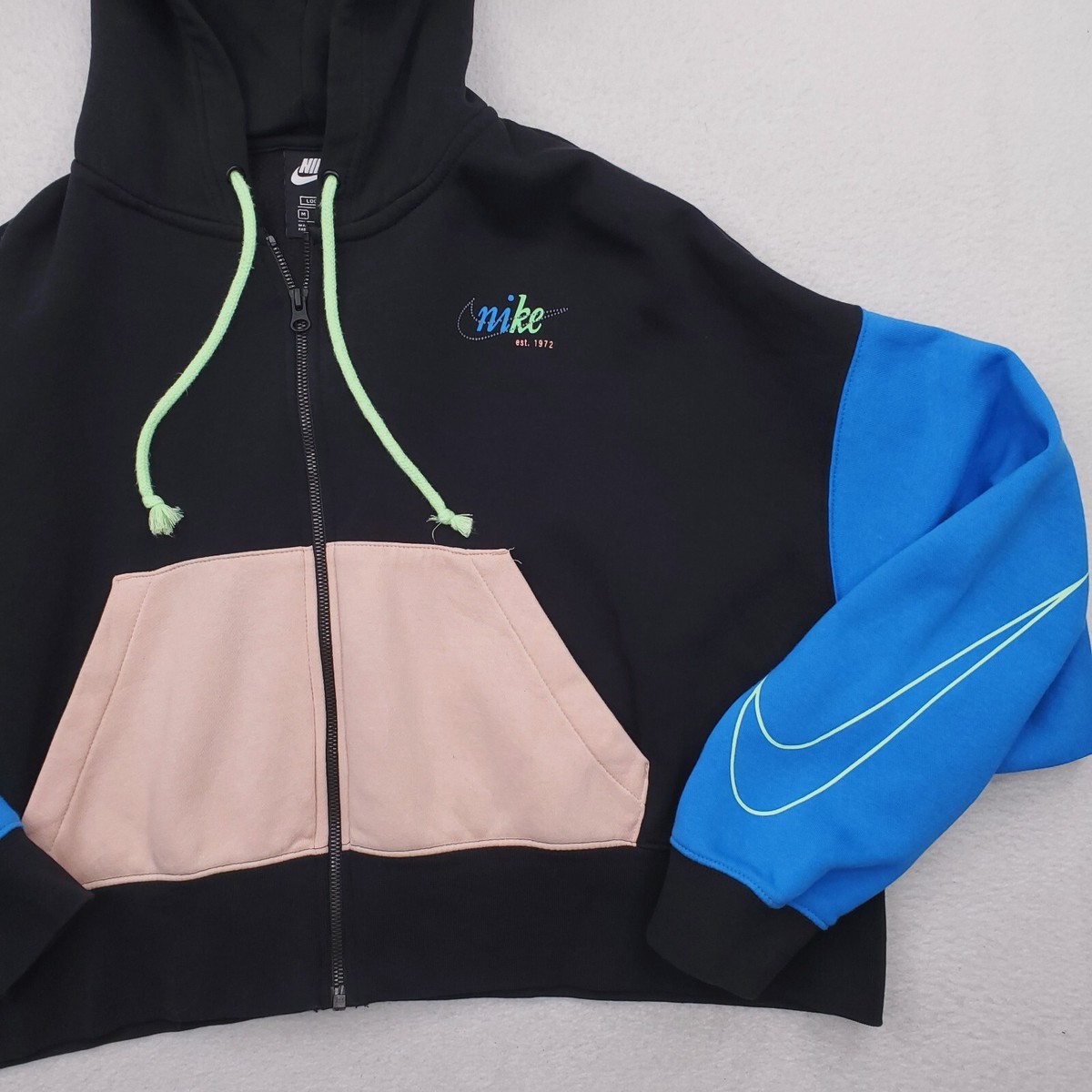 pink black and blue nike hoodie