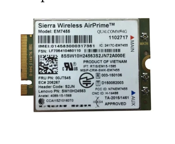Lenovo 00JT545 Sierra wireless AirPrime Gobi6000 EM7455 4G LTE  