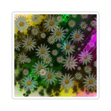 Sticker Retro Daisy Busy Floral Mixtures Summer 2x2 3x3 4x4 6x6