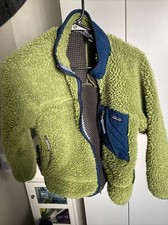 Patagonia Boys Retro-x Jacket Coat Fleece Medium Used EUC Kids Green Zip