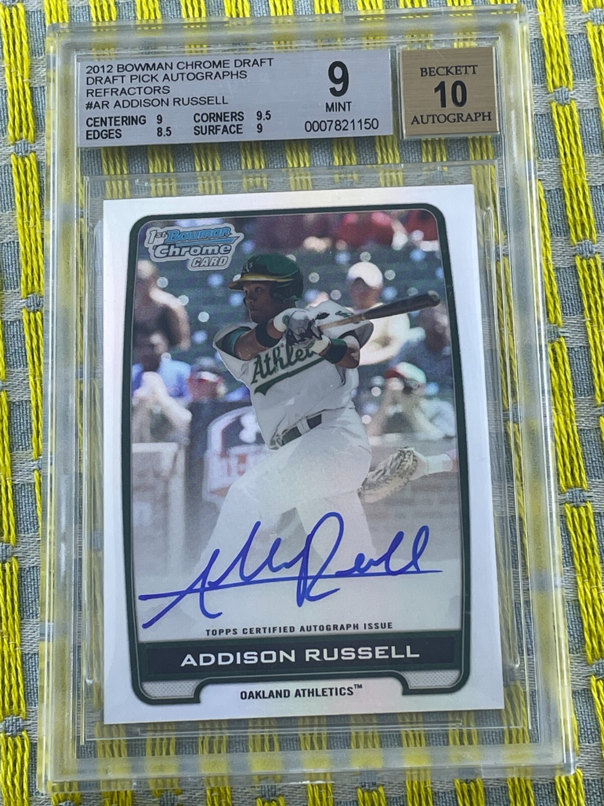 2012 Addison Russell Bowman Chrome Draft Picks Refractor Auto BGS 9 Auto 10