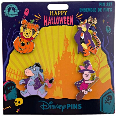 Disney Parks 2023 HALLOWEEN 4 Pin Set Pack WINNIE THE POOH & friends - NEW