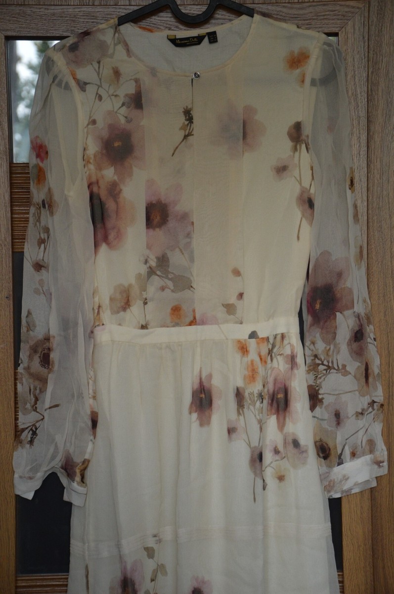 MASSIMO DUTTI Zara Group Chiffon Silk Floral Elegant A-line