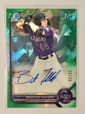 2022 1st Bowman Chrome Braxton Fulford Green Cracked ice /99 Rookie Auto 🏔️