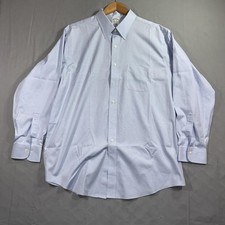 Brooks Brothers Shirt Mens 17-34 Blue Regent Non Iron Supima Cotton Dress Shirt