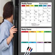 2-Pack Magnetic Dry Erase Planner Set with Weekly and Monthly Calendar, 14.6 X 1