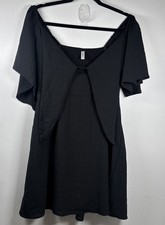 Dokotoo Black Smocked Babydoll Mini Dress M Flutter Sleeve Boho Cottagecore