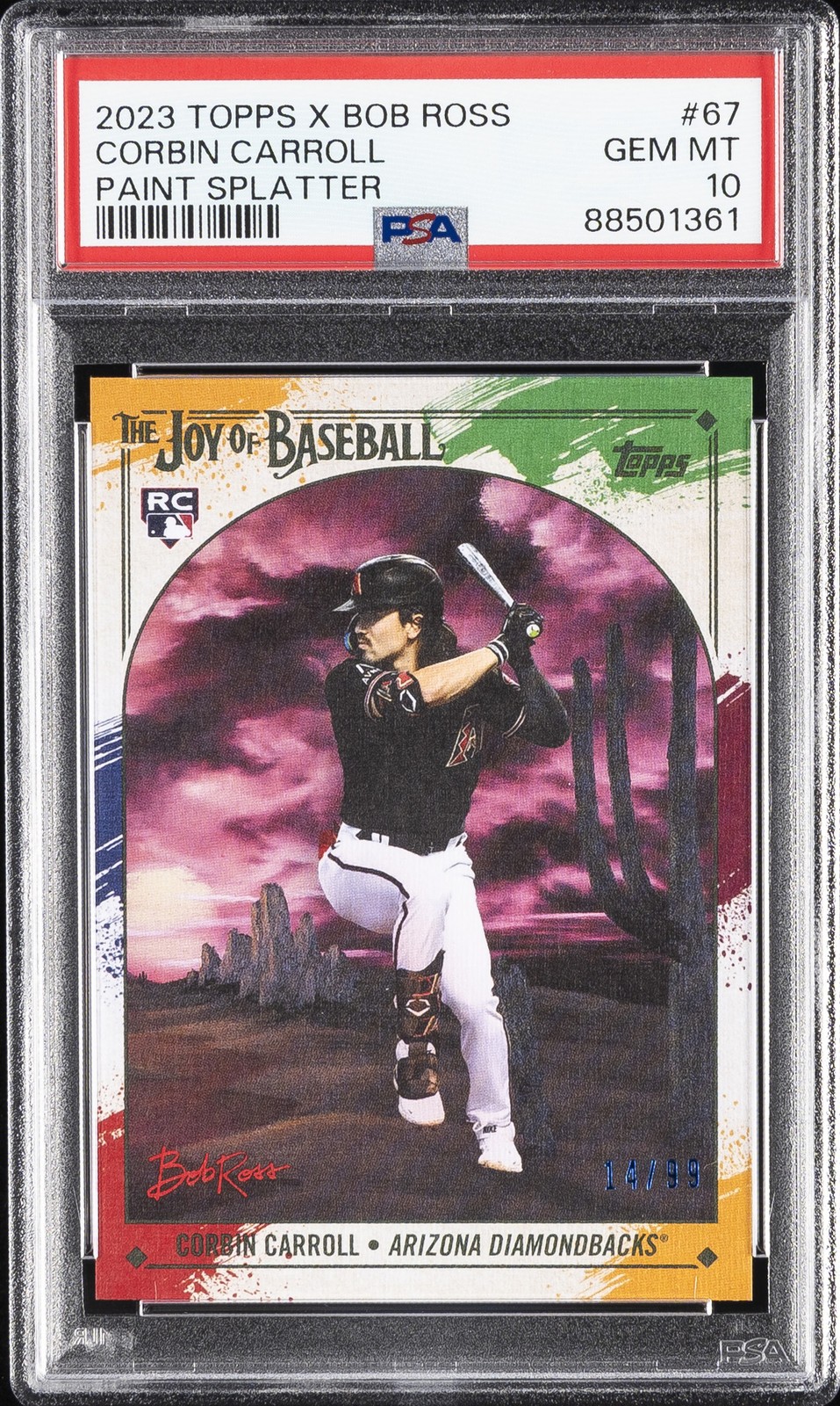 2023 TOPPS X BOB ROSS THE JOY OF BASEBALL CORBIN CARROLL ROOKIE RC 14/99 PSA 10