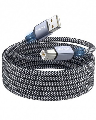 Nylon Braided USB Printer Cable 20ft USB A to B Scanner Cord Replacement Lead