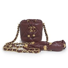 CHANEL Matelasse CC Logo Chain Mini Pouch Shoulder Bag Lambskin, Bordeaux AP2330