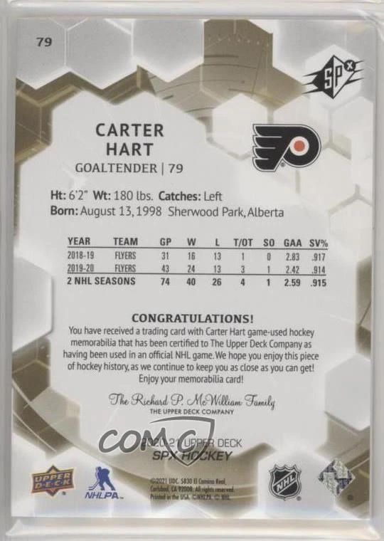 2020-21 SPx Jersey Carter Hart #79 - Image 2 of 2
