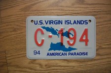 US VIRGIN ISLANDS LICENSE PLATE -1994/00 - C-194 - AMERICAN PARADISE