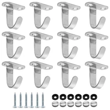 12 PCS Brushed Nickel Ceiling Hooks Screw Mount Stainless Steel Under-Shelf
