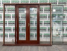 VARNISHED FRENCH DOORS DOUBLE EXTERNAL GLAZED WITH SIDELIGHTS EXTERIOR HARDWOOD