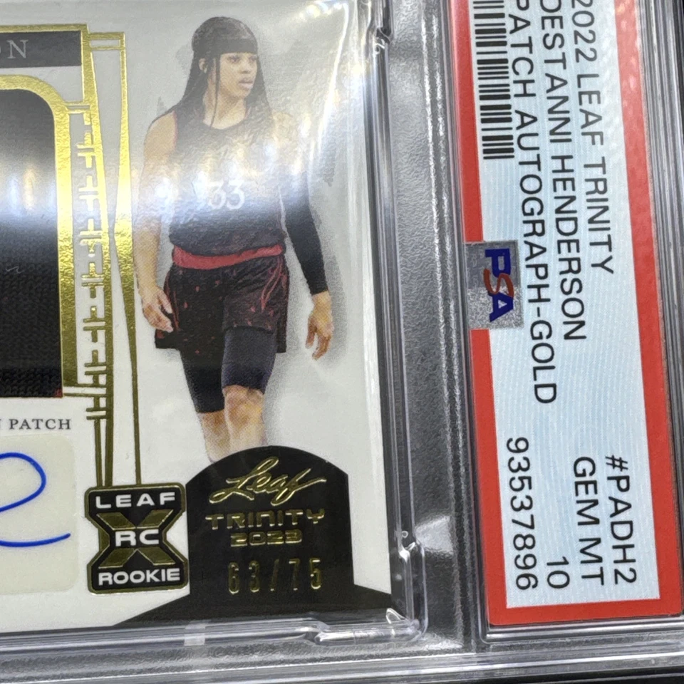 2022 Leaf Trinity DESTANNI HENDERSON Gold Leaf Patch Auto 🔥 63/75 PSA 10 🔥  - Image 4 of 4