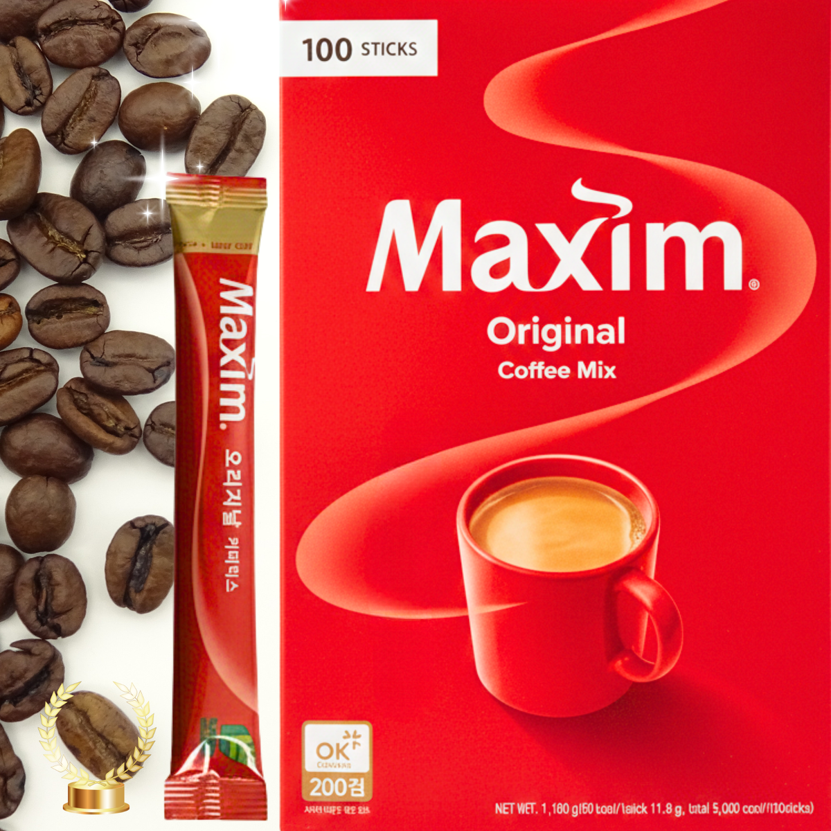Maxim Original Korean Instant Coffee Mix (10 Sticks) 12g Each K