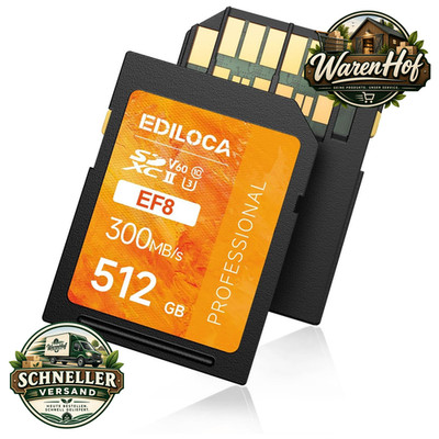 SD Karte 512GB UHS-II 300 MB/s Lesen 200 MB/s Schreiben für 4K 6K Video