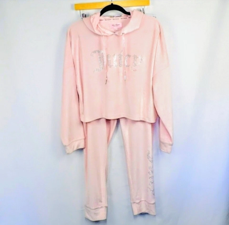 Juicy Couture 2pc Lola Pink Soft Velour Sleepwear/Loungewear Set Size XL - Image 2 of 4
