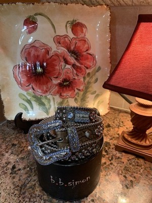 BB Simon Blue Crystal Belt-Size 38 women s