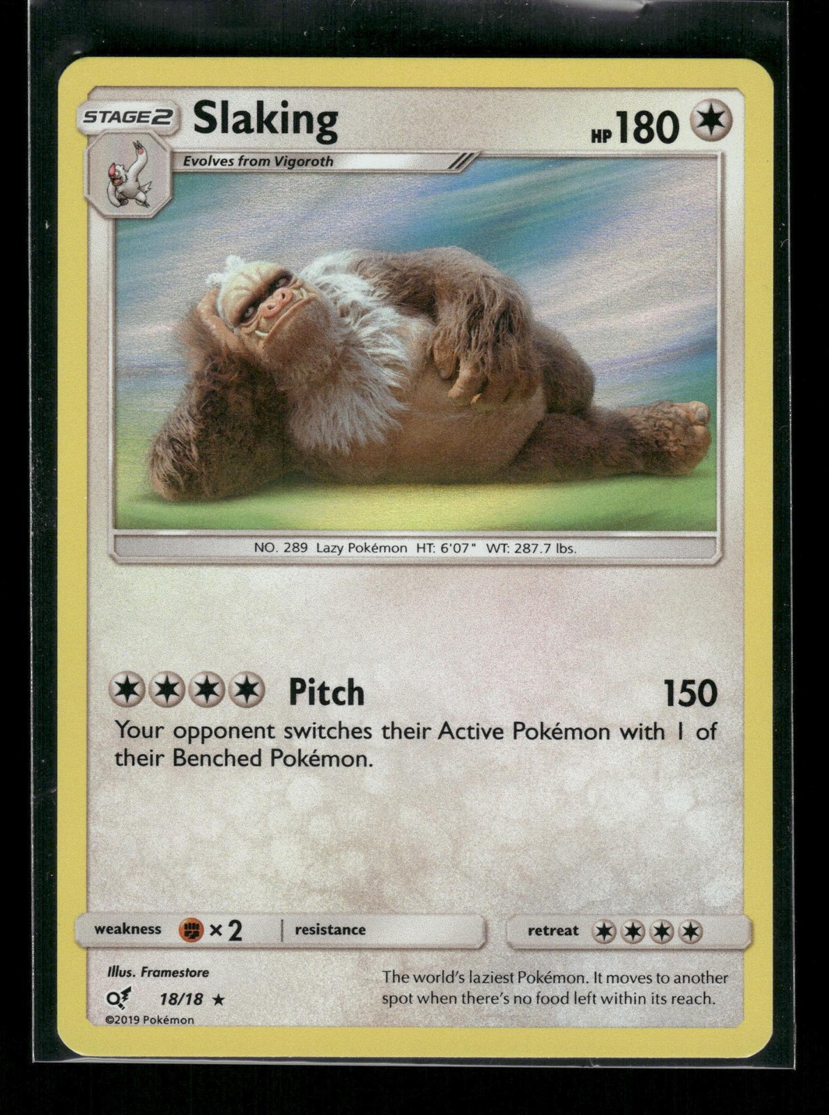 Slaking 18/18 - Holo Rare Detective Pikachu Pokemon Card - NM/M