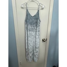 Topshop Y2K Slip Dress Size 6 Ice Blue Crushed Velvet Fairycore Office Siren