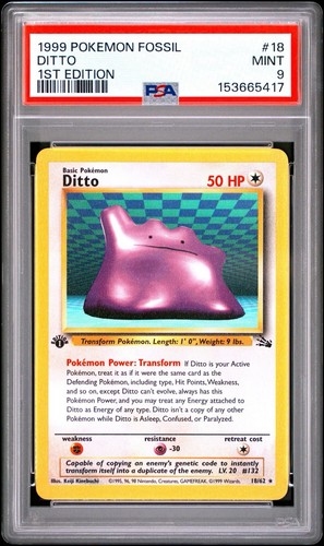1999 Pokemon Fossil 1st Edition Ditto Rare #18/62 PSA 9