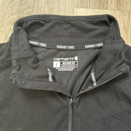 Maglione Carhartt Force uomo grande nero 1/4 zip pullover felpa vestibilità rilassata - Foto 2 di 9