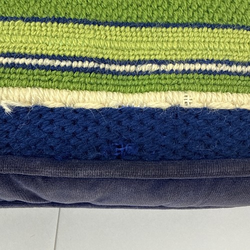Vintage 1975 Geometric Needlepoint Embroidery Pillow Green Blue Handmade - Picture 11 of 15