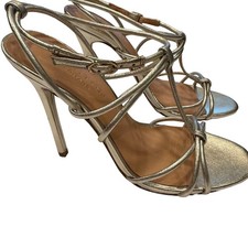 Halston Heritage Anita Strappy Sandals Gold High Heels Sz 5.5 NEW