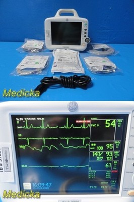 GE Dash 3000 (NBP,Temp,SpO2,ECG,CO2 Print) Patient Monitor W/ NEW Leads ~ 37859