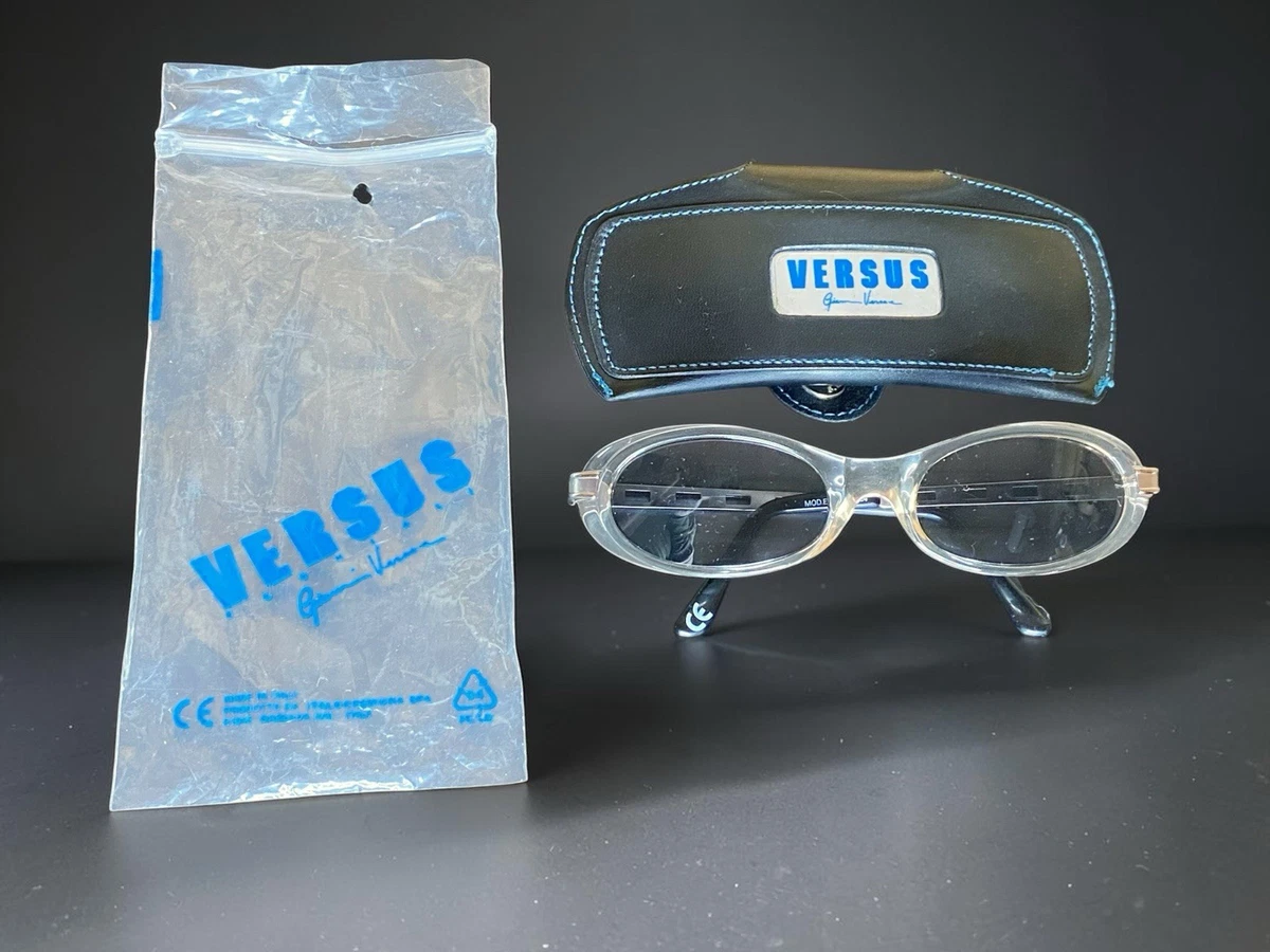 VINTAGE Versus Versace Clear Frame Sunglasses with Tinted Lenses 90s/Y2k Versus by Versace 157 Col 26M 259R – Vintage Frames Company main image 3