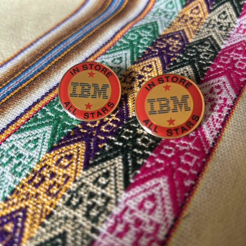 Vintage IBM In Store All Stars 2 Pin Enamel Lapel Employee Award Collectible 