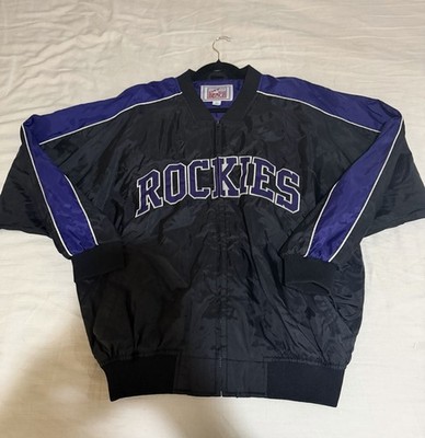 Vintage 90s Colorado Rockies Off The Bench Windbreaker Jacket MLB Large Black